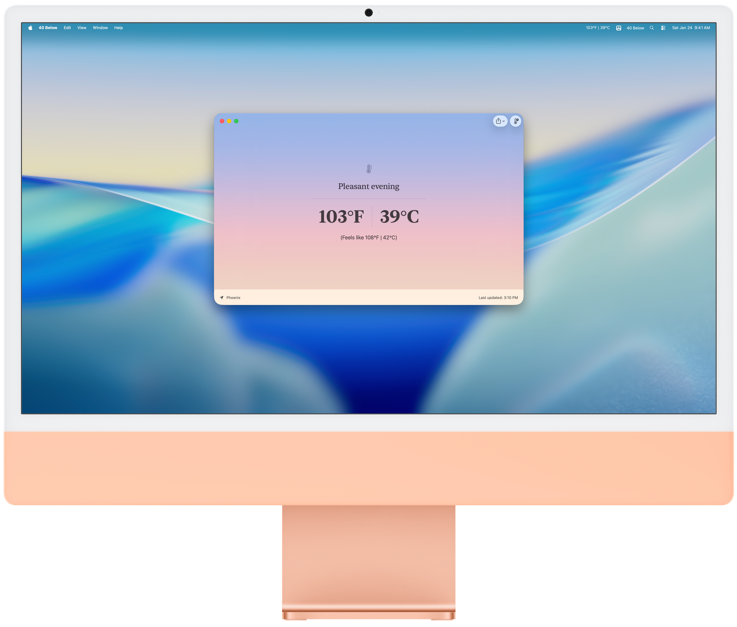 40 Below iMac product image on an orange iMac